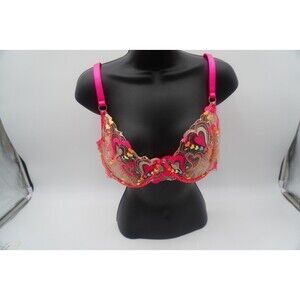 Honey Birdette Luxury Lingerie Lace Sexy Underwire Support Gold/Pink Heart 38D